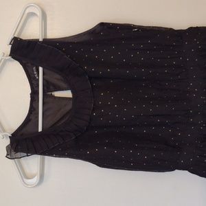 NWT Modcloth Dress size Small Ark and Co. Black Open Back Ruffle Collar Dress